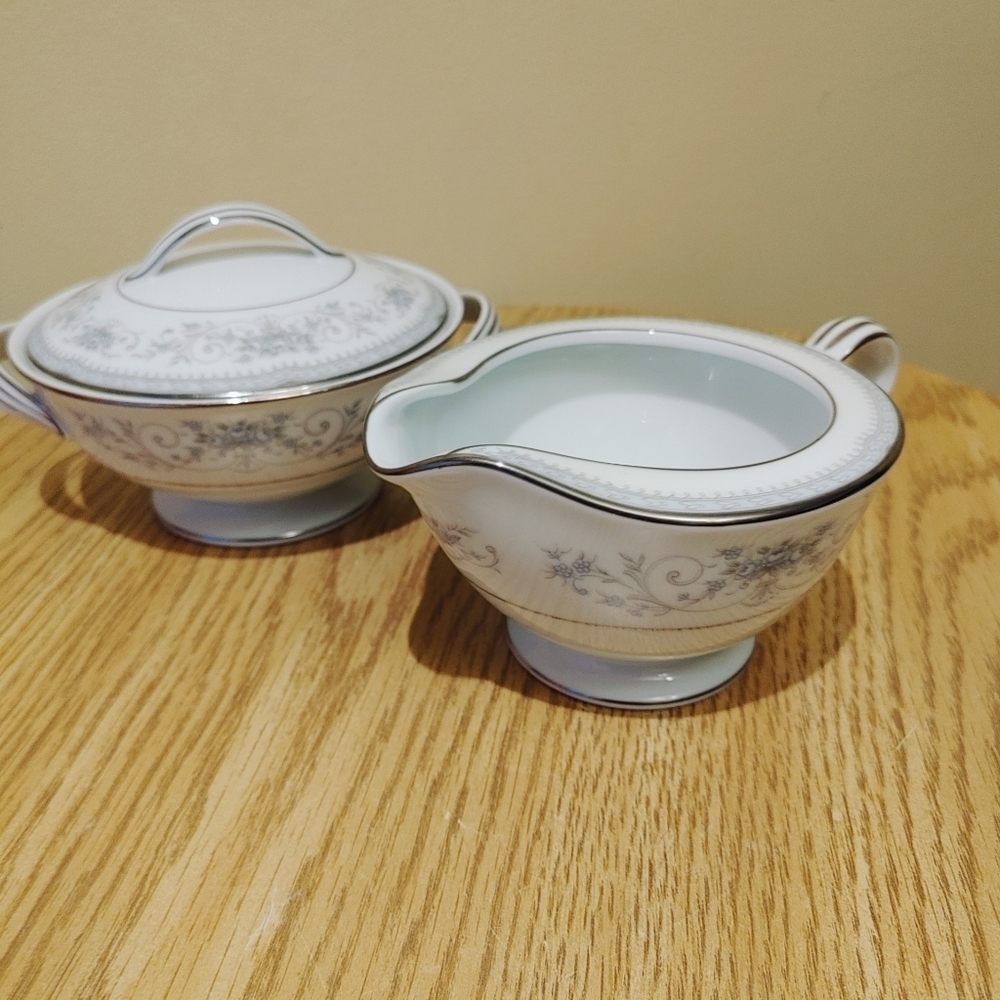 VTG Noritake Bone China Colburn #6107 Creamer & Sugar Bowl w/Lid